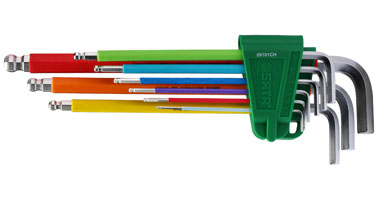世达工具09101CH 彩虹系列9件特长球头内六角扳手组套（可单件选购）
